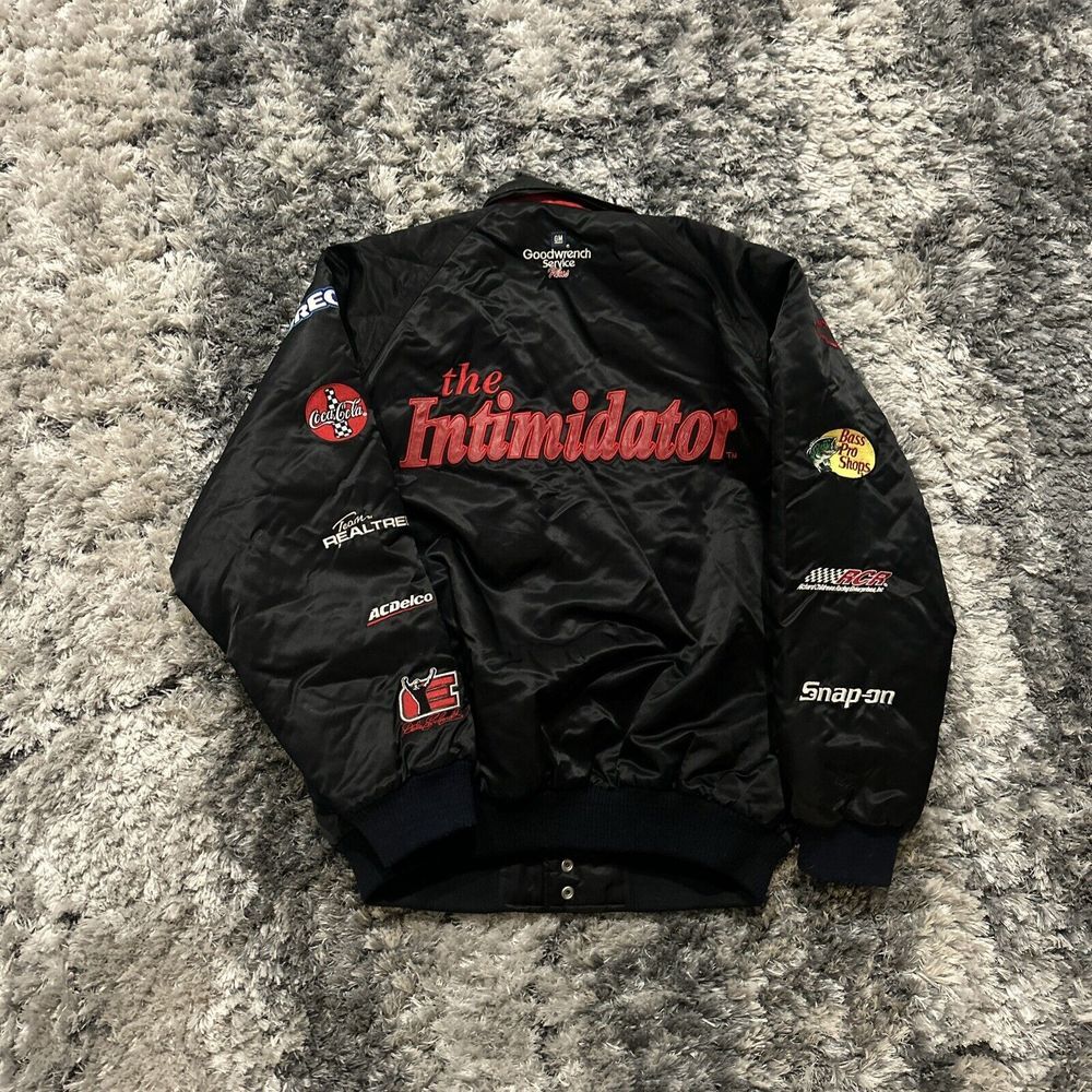 Dale Earnhardt Double Sided Patched Sleeves Good-Wrench Leather Satin Jacket Y2K
